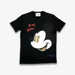 Iceberg T-shirt With Large Mickey Mouse Head Graphic Black