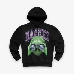Chinatown Market MARKET Alien Sightseeing Glow In The Dark Hoodie Black
